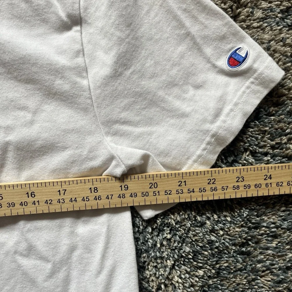 Vintage Champion Men's M Wrap Around White Short Sleeve T-Shirt Distressed Y2K - Picture 5 of 6